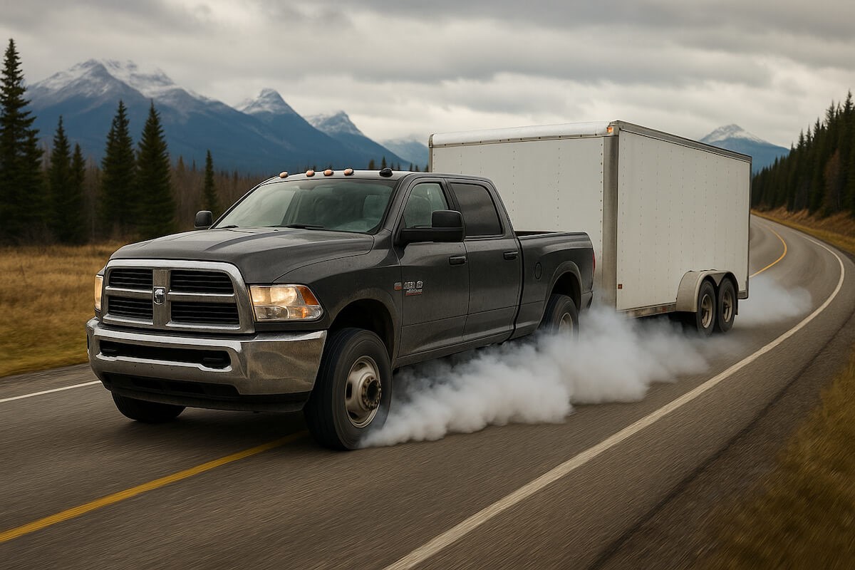 diesel truck showing loss of power and acceleration on Alberta highway before rebuild at DMR Diesel