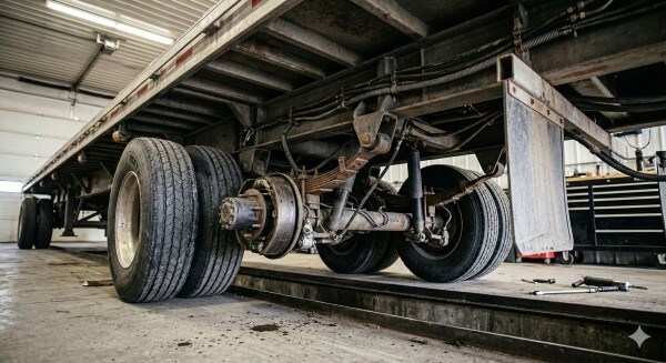 trailer axle and suspension layout affecting trailer brake problems and braking stability