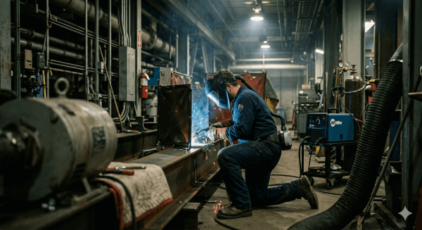 mobile welding fabrication performed safely in confined on-site conditions