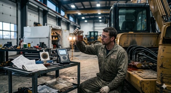 Hydraulic system failure caused by contaminated hydraulic fluid